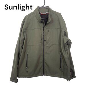 Free Country Men's Softshell Jacket XXL Olive Green Zip Pockets & Fleece Lining